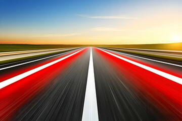 Asphalt road vanishing point at sunset.