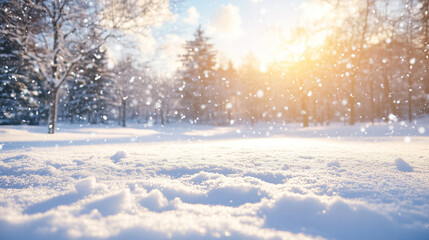 Fototapeta premium Serene Winter Snowscape Under Sunlight