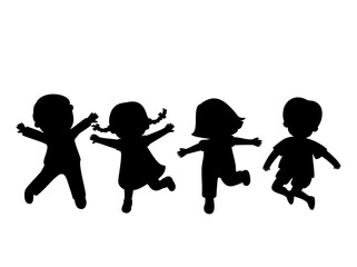 silhouettes of children playing