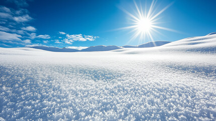 Serene Winter Snowscape Under Sunlight