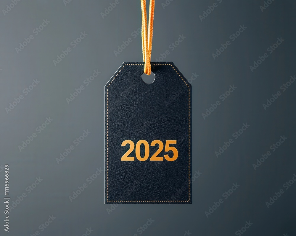 Poster elegant label design with embossed 2025 text in matte black