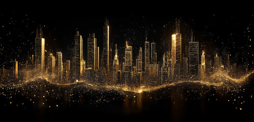 particle light city building skyline