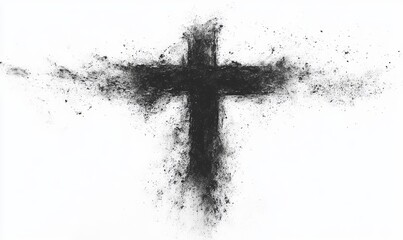 Ash Wednesday Black Cross on White Paper Symbolizing Lent and Easter Faith