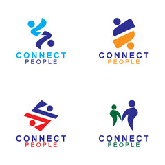 People Connect logo design template. connection logo for business