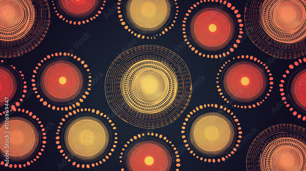 Aufkleber vibrant abstract circles form a modern pattern on a dark background