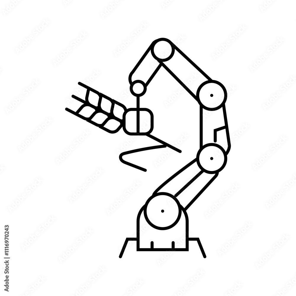 Aufkleber robotic arm crops robot harvests line icon vector. robotic arm crops robot harvests sign. isolated c