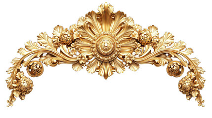 ornate golden arch, intricate floral design, symmetrical baroque style, elaborate craftsmanship, decorative flourish, metallic shimmer, vintage elegance, regal ornamentation
