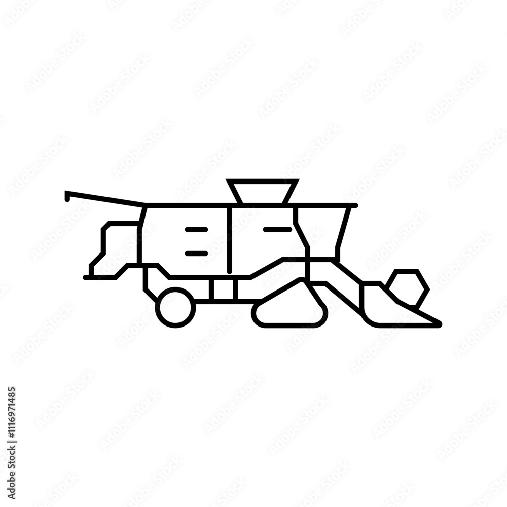 Aufkleber harvesting combine robot harvests line icon vector. harvesting combine robot harvests sign. isolated