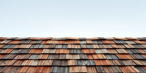 neat stack of wooden shingles on spacious surface, perfect for showcasing promotional text or marketing content. Ideal for architecture and branding in construction