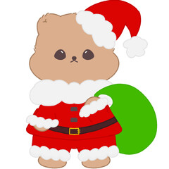 Bear wearing a Santa suit.
