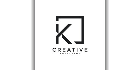 Abstract square initial letter K logo design. Premium Vector