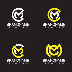 Alphabet Letters CM or MC logo design template