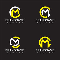 Alphabet Letters CM or MC logo design template