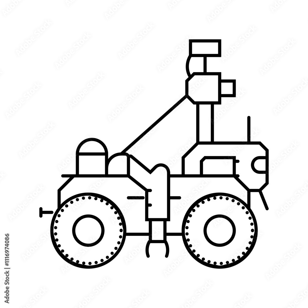 Poster soil analysis robot harvests line icon vector. soil analysis robot harvests sign. isolated contour s