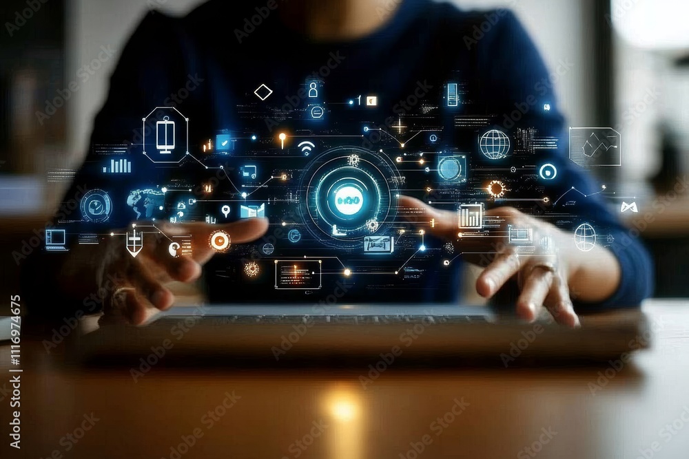 Aufkleber artificial intelligence technology business learning digital transformation future solutions network