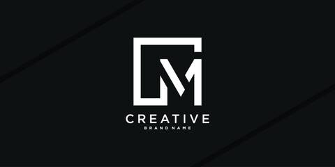 Abstract square initial letter M logo design. Premium Vector