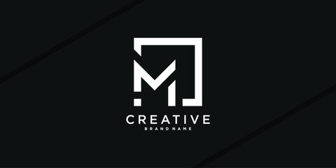 Abstract square initial letter M logo design. Premium Vector