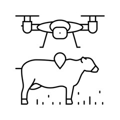 livestock monitoring robot harvests line icon vector. livestock monitoring robot harvests sign. isolated contour symbol black illustration
