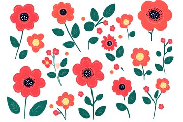 Set of Hand drawn watercolor illustration Red Apple Flowers. Vector, Isolated on white background. Element for design of invitations, flower, watercolor, blossom, cherry, pink, sakura, orchid, spring,