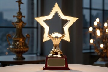 Ornate Trophy with Luminous Star for Award Celebration