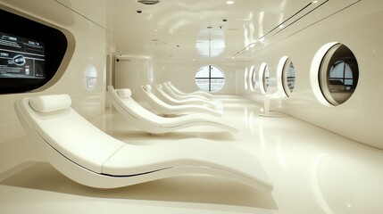 Sleek, modern relaxation space with lounge chairs