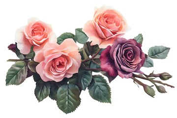 Set of Hand drawn watercolor illustration Red Apple Flowers. Vector, Isolated on white background. Element for design of invitations, flower, watercolor, blossom, cherry, pink, sakura, orchid, spring,