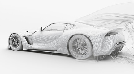 Naklejka premium Futuristic White Sports Car with Abstract Aerodynamic Flow Design 