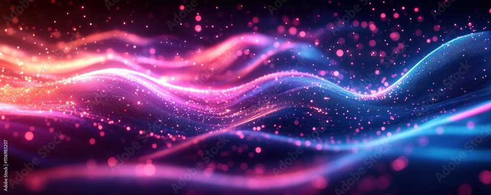 Aufkleber futuristic cyberpunk background with wave patterns and neon geometry