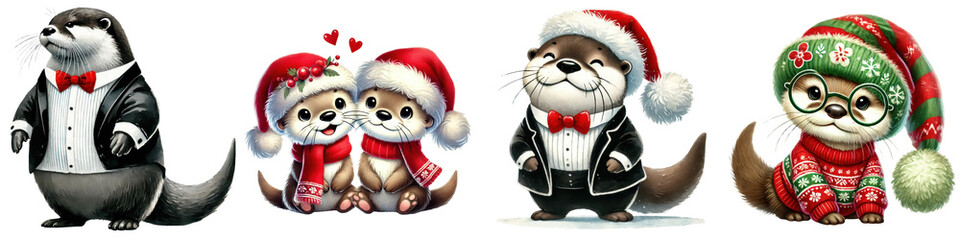 Christmas and cute otter