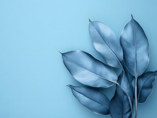 Vibrant Blue Tropical Leaves: An Abstract Composition