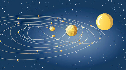 Fototapeta premium Earth axis diagram illustration showing the tilt of the Earth's rotational axis relative to its orbital plane, explaining the cause of seasonal changes and the distribution of sunlight.