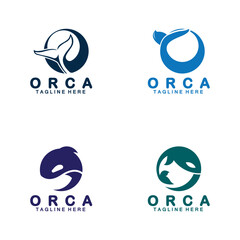 Killer whale Orca logo design vector illustration
