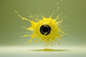 Vibrant Yellow Splash Display Isolated on Light Background
