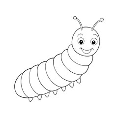 A fun coloring page featuring a colorful caterpillar with a big, smiling face, perfect for kids to enjoy. Bright, cheerful, and full of detail to spark creativity and joy.