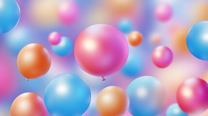 Colorful balloons in shades of pink, blue, and orange create a festive atmosphere, perfect for celebrations or events, highlighting joy and vibrancy.