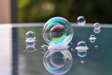 Pristine White Soap Bubbles on Transparent Surface