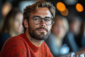 Focused businessman taking notes in a diverse group meeting in a modern office