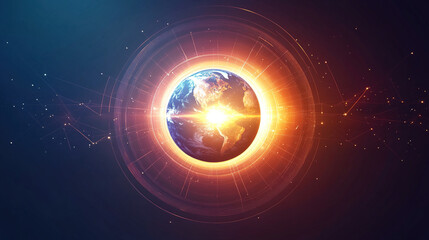 Obraz premium Earth axis diagram illustration showing the tilt of the Earth's rotational axis relative to its orbital plane, explaining the cause of seasonal changes and the distribution of sunlight.