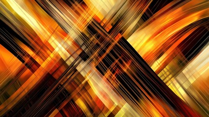 Abstract Orange Gold and Black Diagonal Lines Pattern