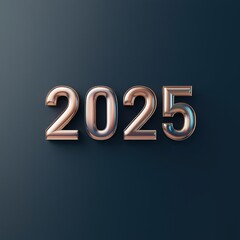 Metallic 2025 text designed within geometric label borders