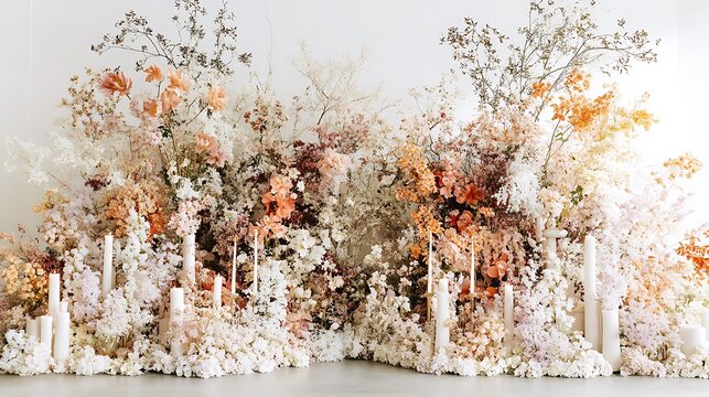 Elegant Floral Arrangement with Candles Wedding Decor