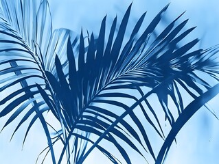 Vibrant Blue Tropical Leaves: An Abstract Composition