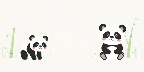 Cute panda bear flat vector illustrations in various poses and expressions, illustration, design