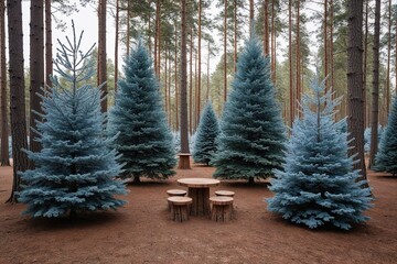 Icy Blue Spruce Tree Seasonal Landscape Design for Stunning Forest Aesthetics