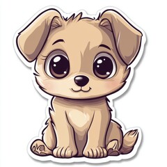 Fototapeta premium Adorable cartoon puppy with big eyes sitting.