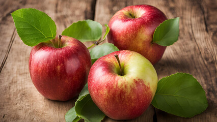 A fresh apple, adorned with a leaf