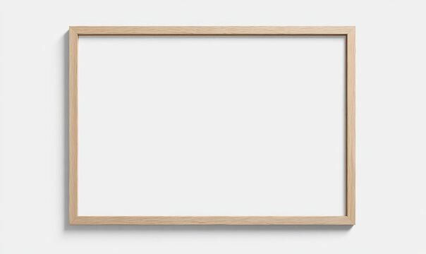 Blank Wooden Picture Frame Mockup on White Background Horizontal Artwork Template