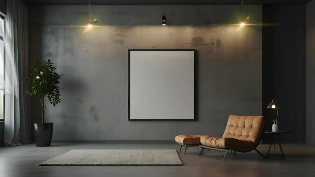 A room with empty white frames and chairs. Seamless 4K looping timelapse video animation background