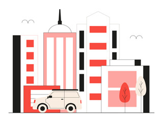 Fototapeta premium City landscape. City illustration. Flat vector illustrations