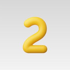 Fototapeta premium 3d Realistic Number Two vector illustration